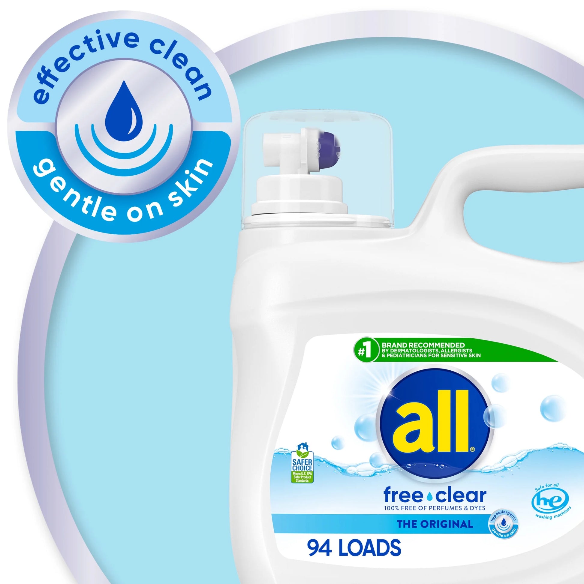 Free Clear Liquid Laundry Detergent, 118 Oz, 94 Loads