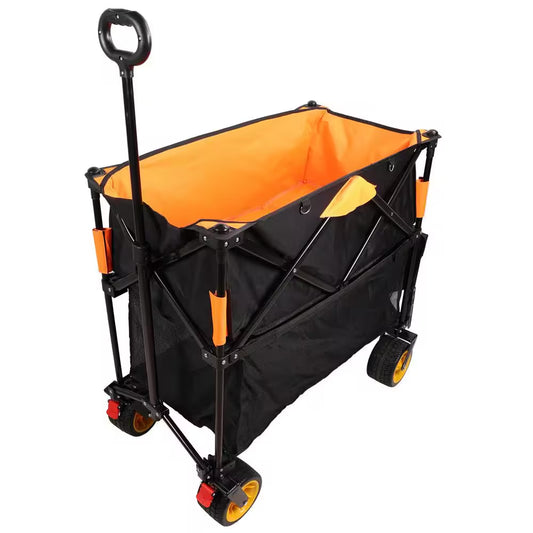 14.13 Cu. Ft. Big Large Capacity Metal Folding Garden Cart Extra Long Extender Folding Wagon Shopping Beach Cart