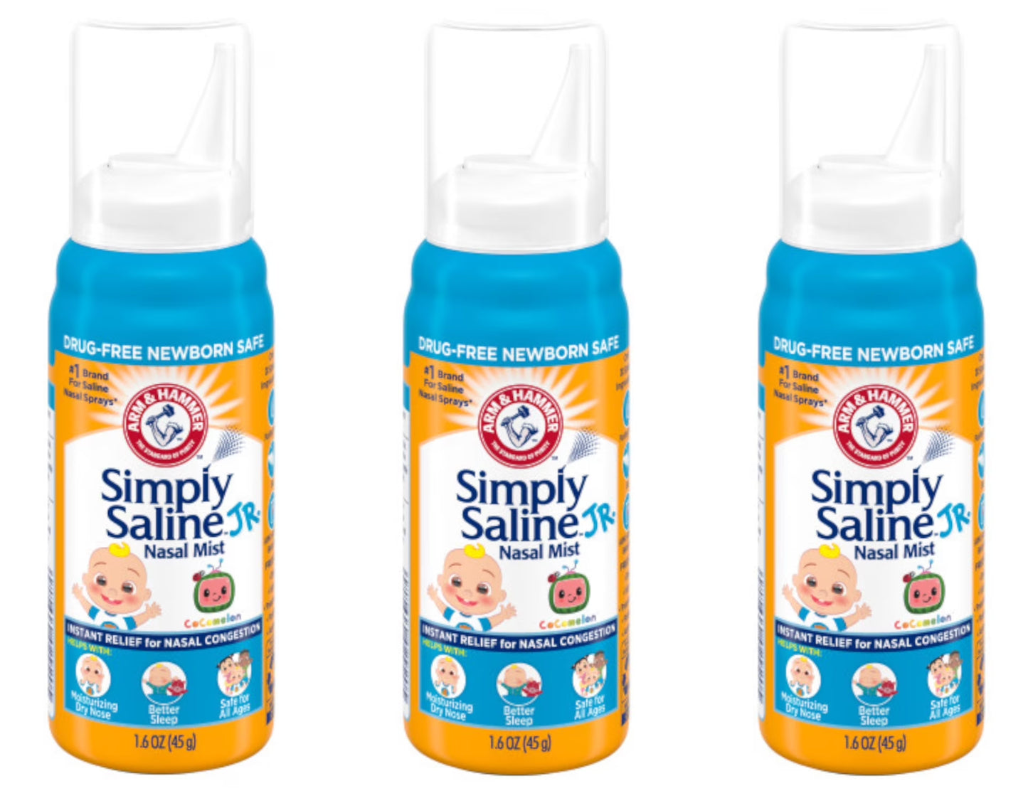 3 Pack - Arm and Hammer  Baby Nasal Relief Mist 1.6 Ounce Each