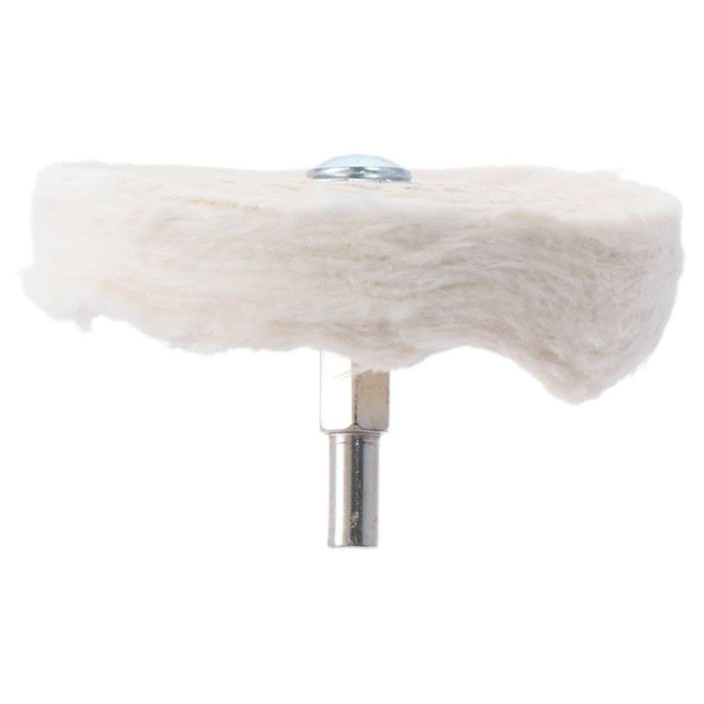 4Pcs Polishing Wheel Cotton Pad, 3 Inch Buffing Cotton Wheel with 1/4-Inch Stainless Steel Handle for Aluminum Stainless Steel Manifold Chrome, White