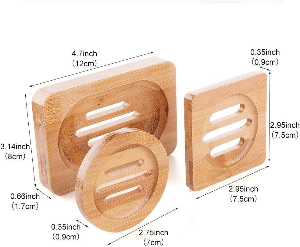 Bamboo Wood Soap Dish,Soap Dish Case Soap Tray,Natural Wooden Soap Holders for Shower,Home, Bathroom,Kitchen(3 Pieces)