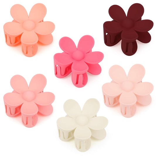 Flower Hair Clips - 6Pcs Large Claw Clips for Women with Thin or Thick Hair - Cute Accessories and Gifts for Girls