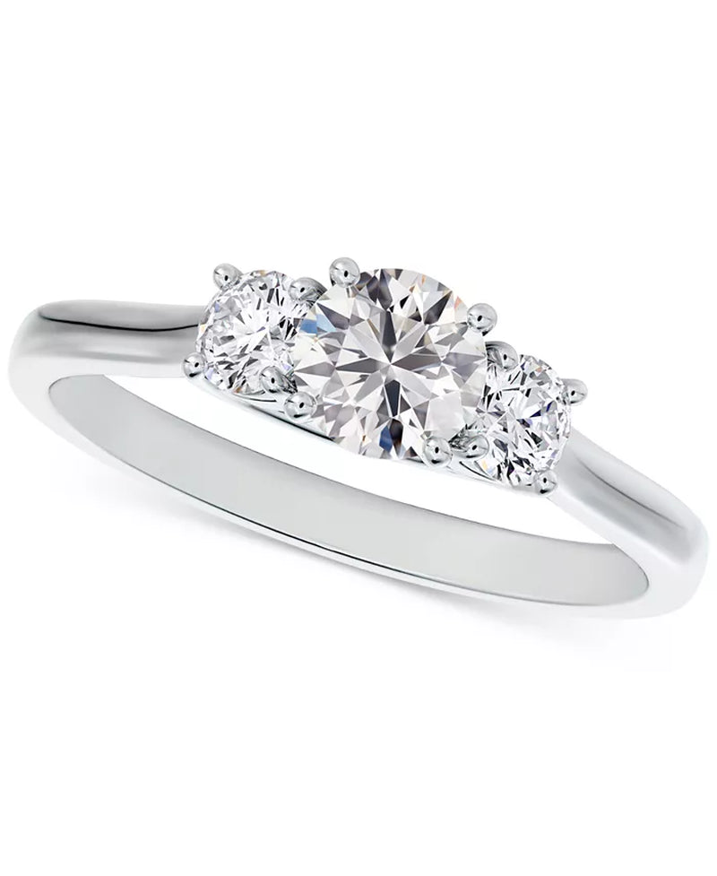 Diamond Three Stone Diamond Engagement Ring (3/4 Ct. T.W.) in 14K White or Yellow Gold