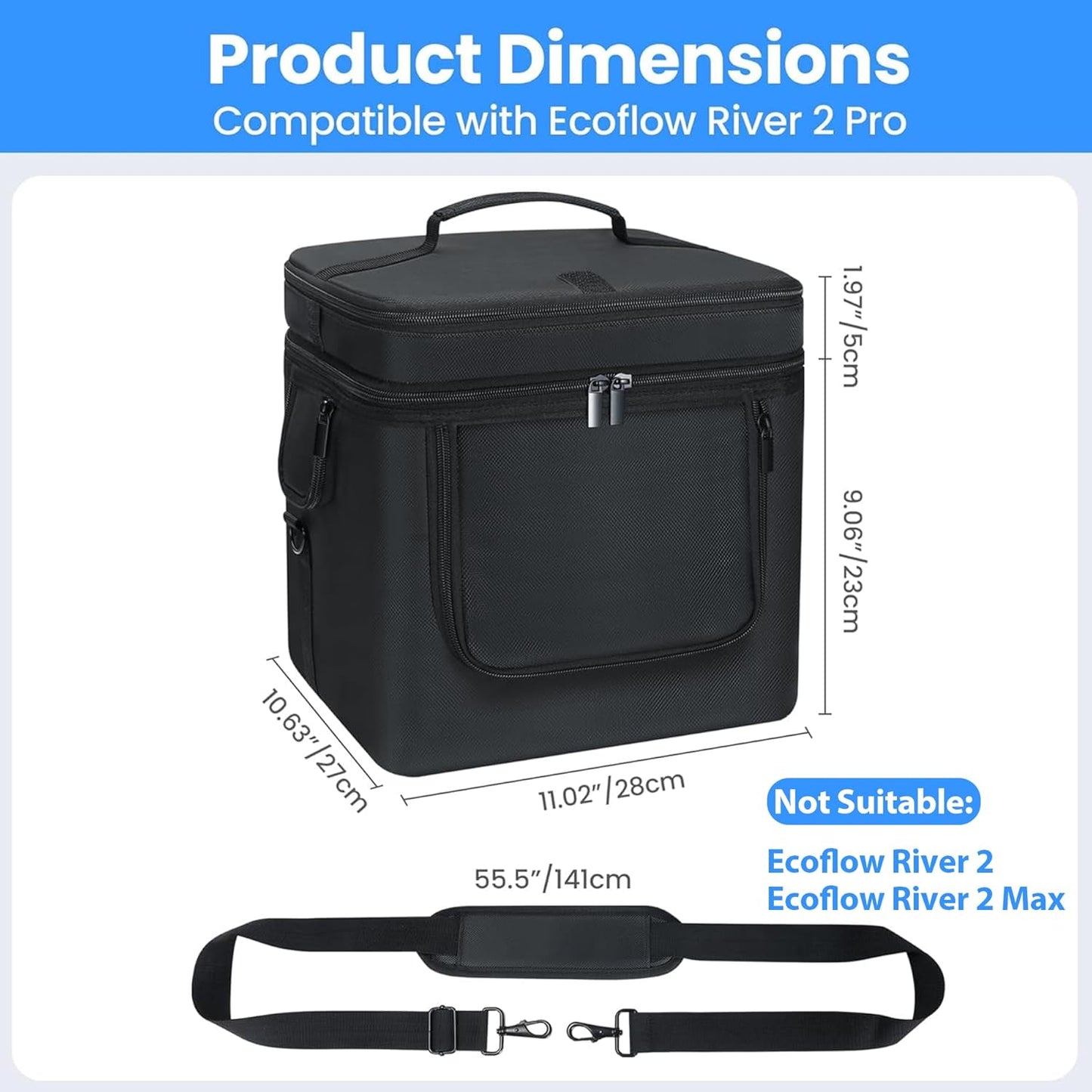 Carrying Bag Compatible with ECOFLOW River 2 Pro, Power Storage Bag with Adjusta