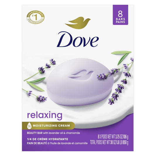 Beauty Bar Women'S Bath Soap Relaxing Lavender Oil & Chamomile, 3.75 Oz 8 Bars
