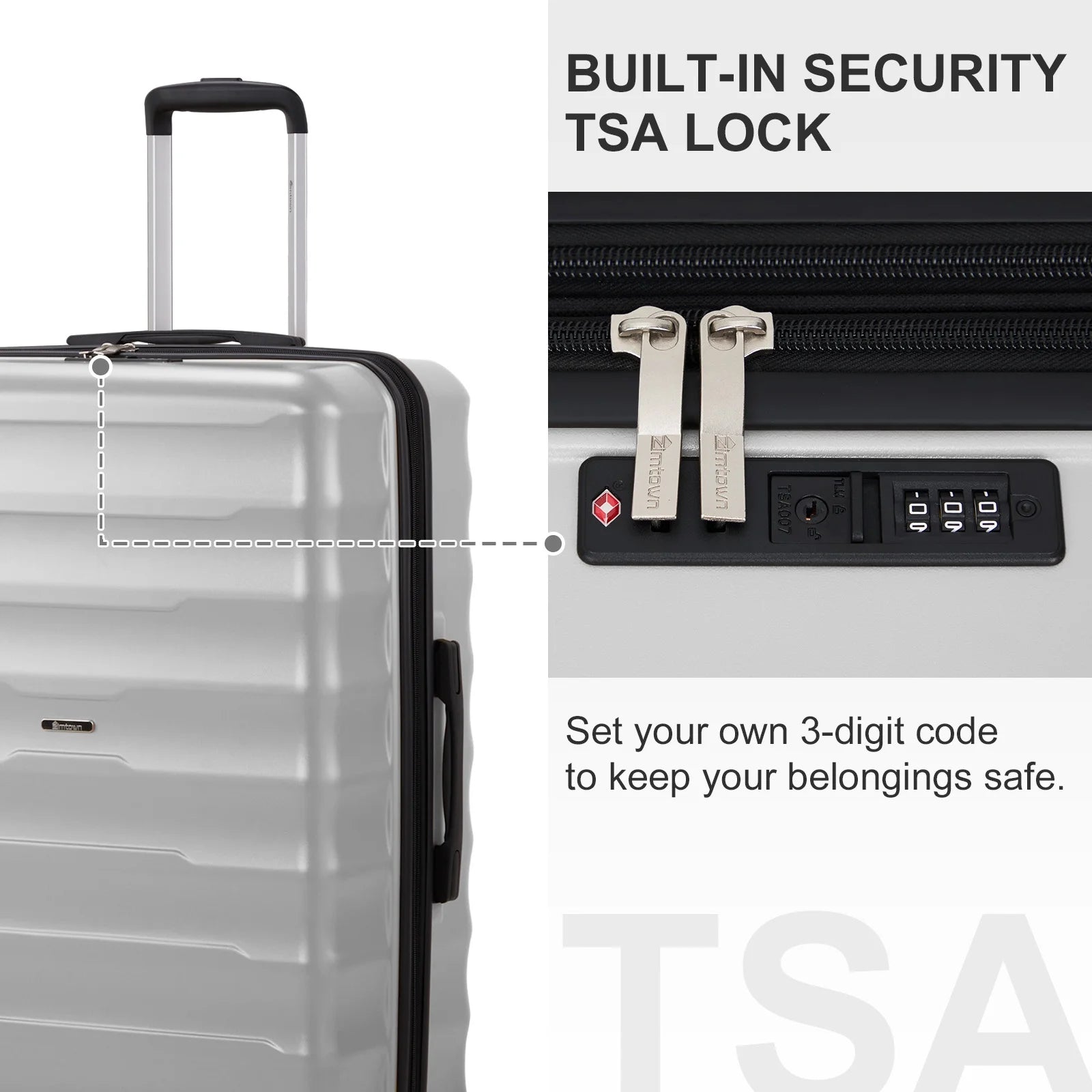 3 Piece Luggage Sets, ABS+PC Expandble Hardside Suitcase TSA Lock Lightweight Durable Spinner Luggage, Gray
