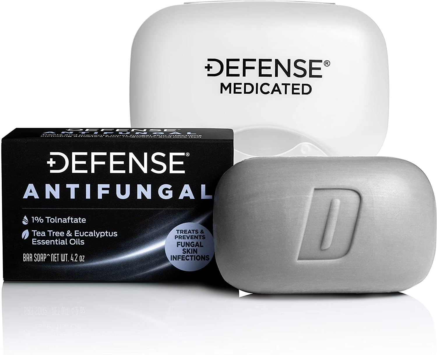 Defense Antifungal Bar Soap | Jock Itch, Ringworm, Athlete'S Foot, Skin Fungus | Medicated anti Fungal Treatment (One Bar with Snap-Tight Case)