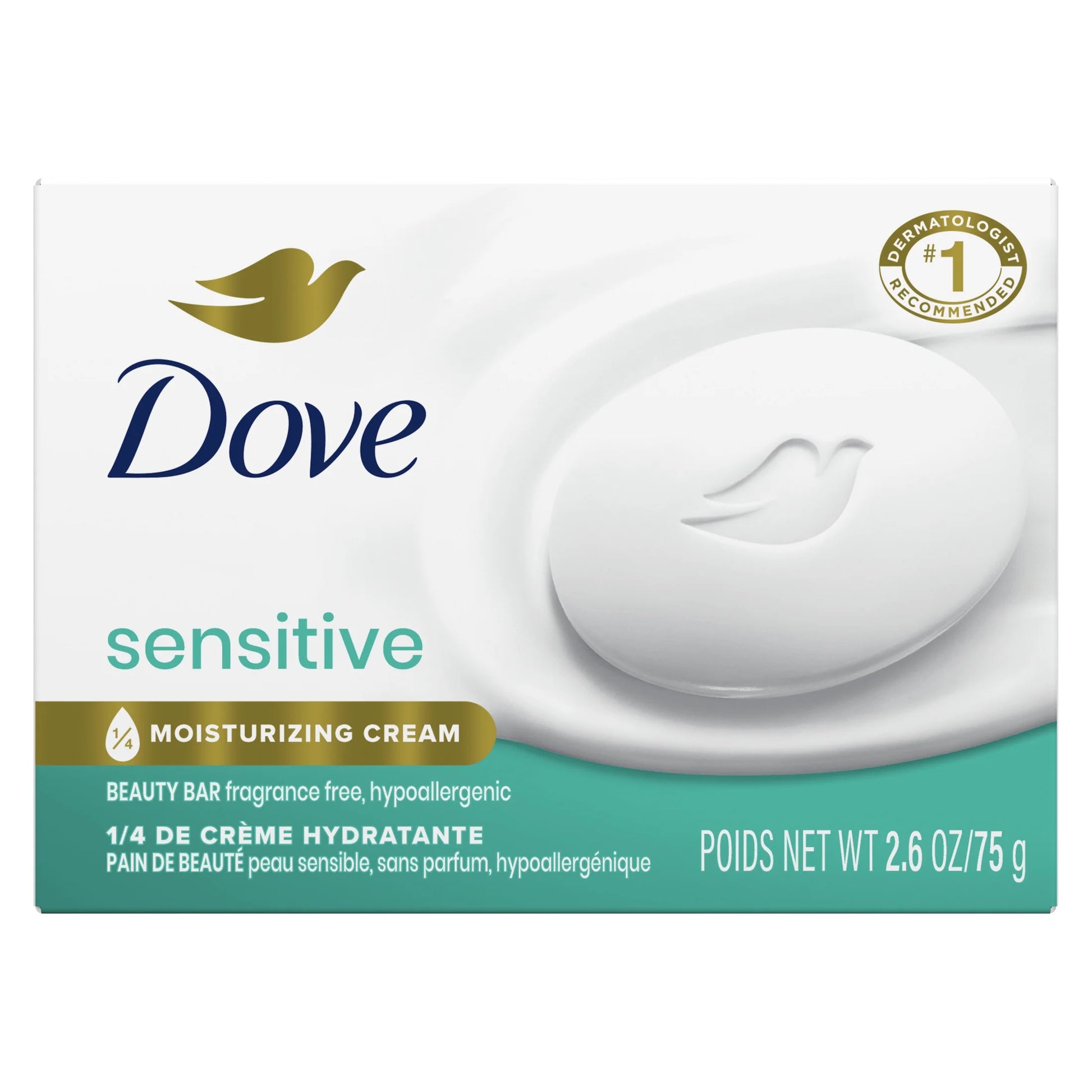 Beauty Bar Soap for Women Sensitive Skin Fragrance Free and Hypoallergenic, 2.6 Oz