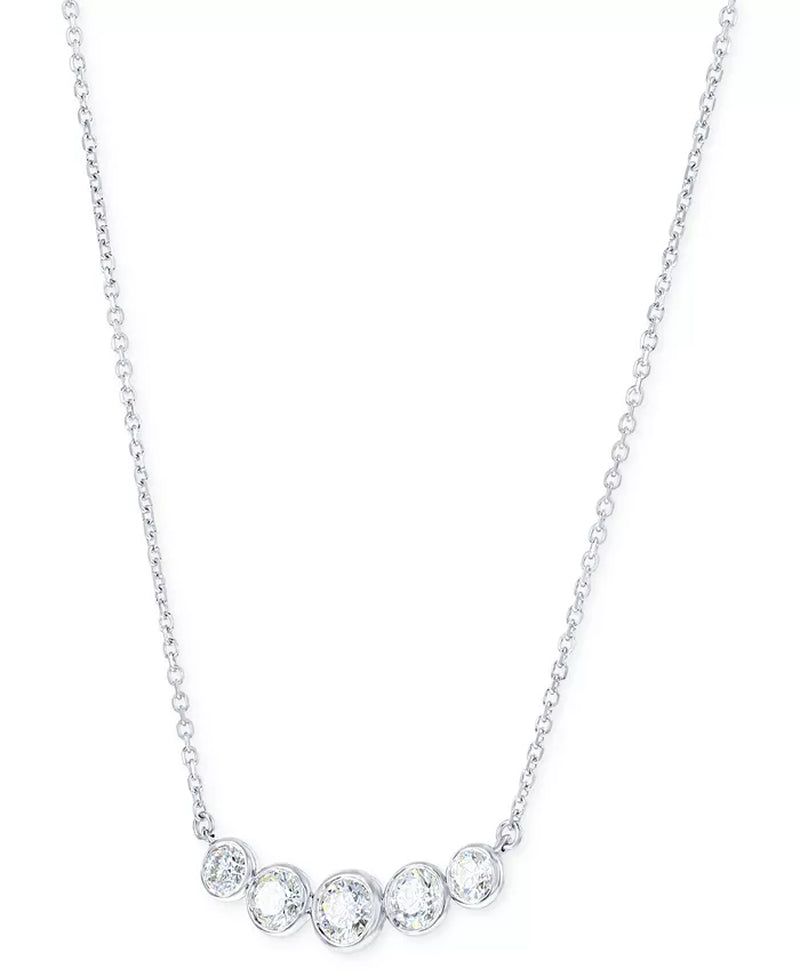 Diamond Bezel Graduated Curved Bar Collar Necklace (3/4 Ct. T.W.) in 14K White or Yellow Gold