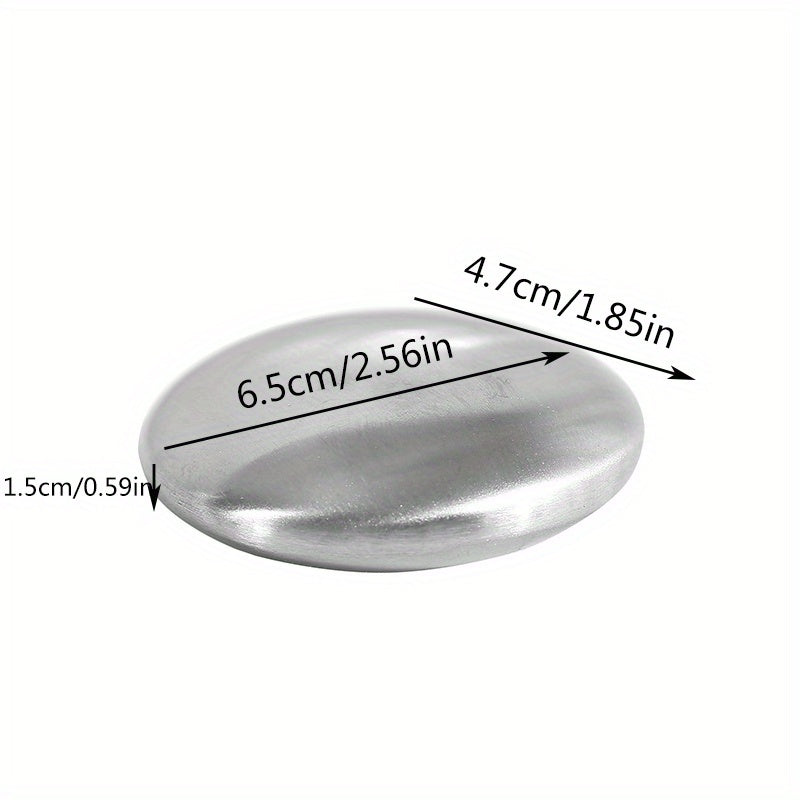 1pc Stainless Steel Deodorant Soap Bar, Oval Hand Odor Remover, Metal Deodorizing Soap for Kitchen and Chef Use
