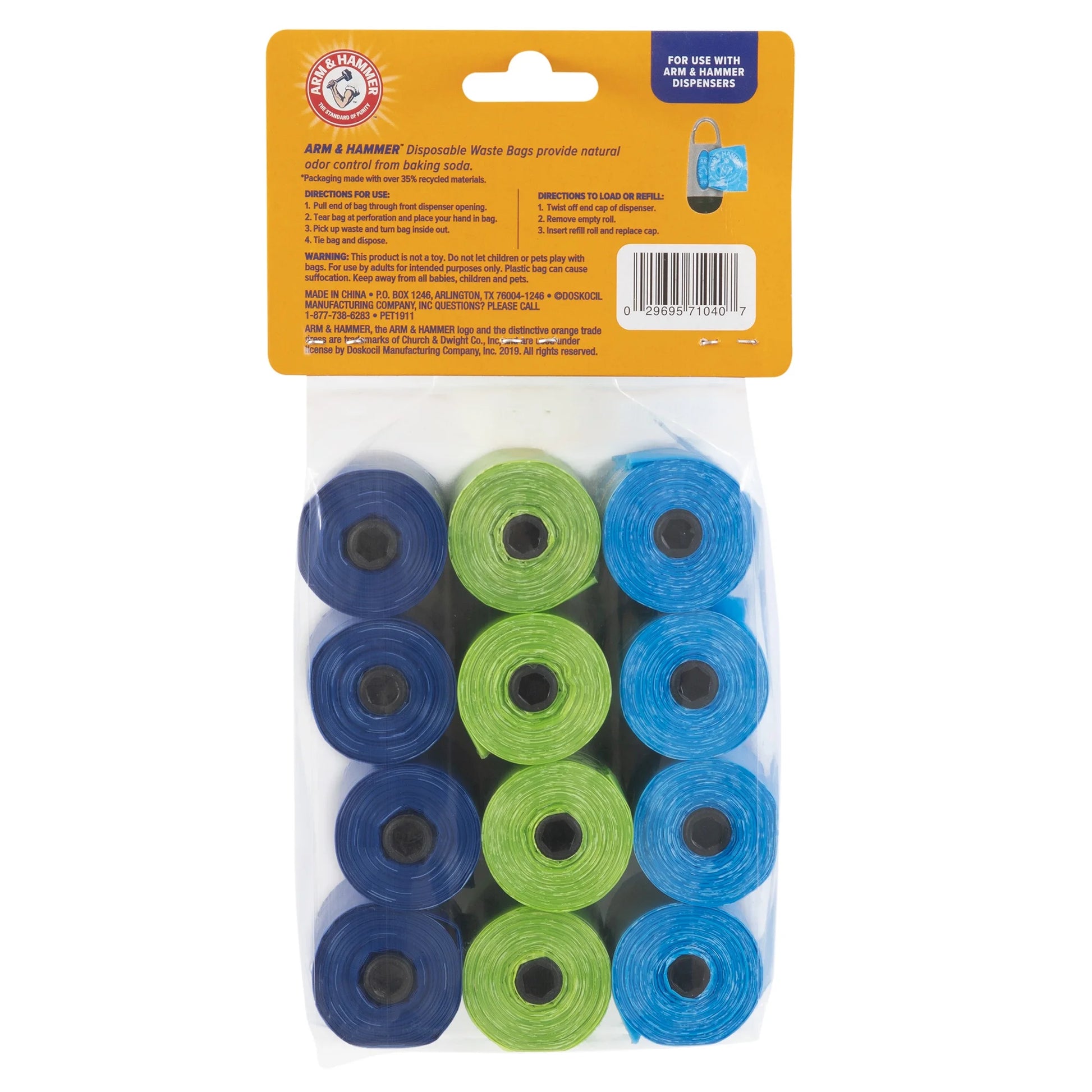 Durable Disposable Fresh Scent Dog Waste Bag Refills, Assorted Colors, 180 Count