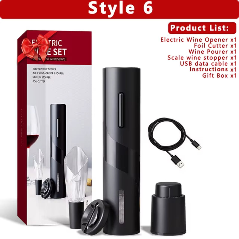 Electric Wine Opener Set Automatic Wine Bottle Opener Rechargeable Wine Corkscrew Kitchen Tools Opener with Gift Box