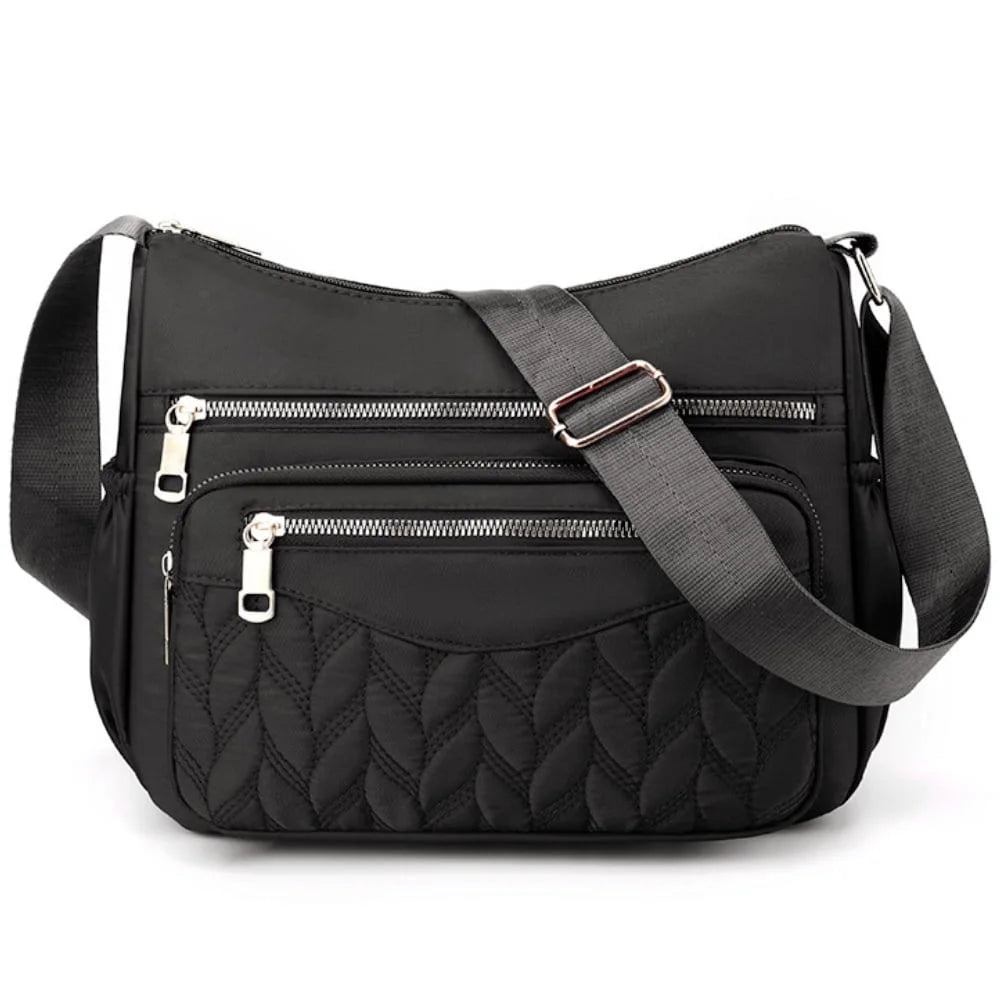 Womens Crossbody Bag Nylon Lightweight Shoulder Bag Casual Handbag Purse for Women, Black