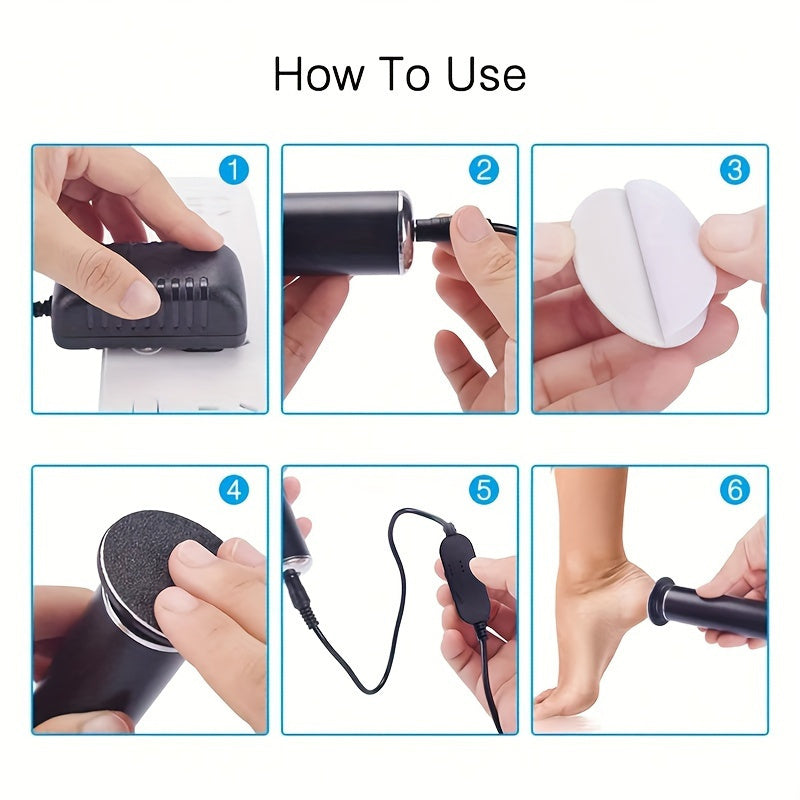 Deluxe Electric ⚡ Foot Grinder (60-Piece) Adjustable Speed Control, Durable Belt, and Ergonomic Design for Easy At-Home Foot Pedicure❤️ and Self-Care.