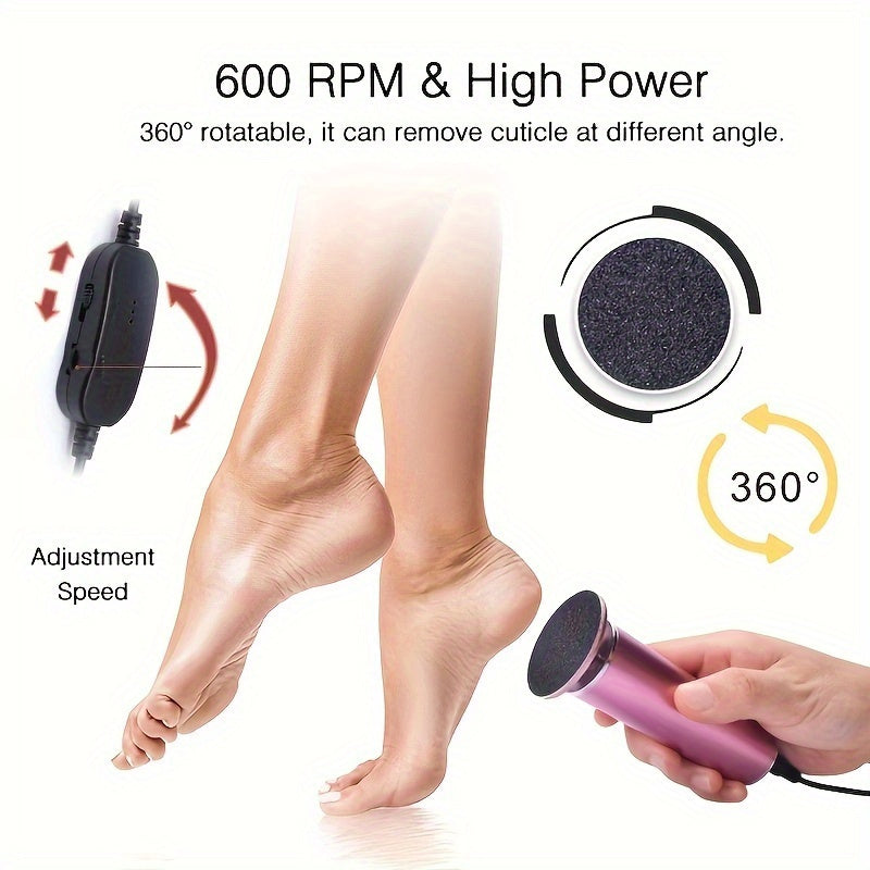 Deluxe Electric ⚡ Foot Grinder (60-Piece) Adjustable Speed Control, Durable Belt, and Ergonomic Design for Easy At-Home Foot Pedicure❤️ and Self-Care.