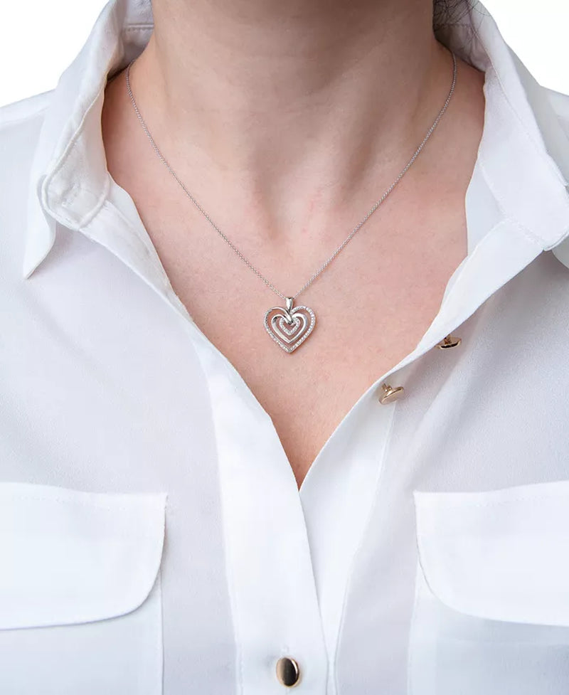 Diamond Multi-Heart 18" Pendant Necklace (1/10 Ct. T.W.) in Sterling Silver