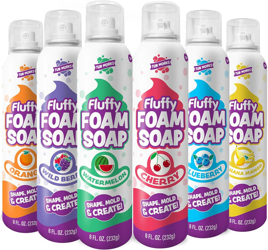 Fluffy Foam Soap Variety 6 Pack, Gentle, Cleansing Kids Bath Soap, Fruity, Fun B