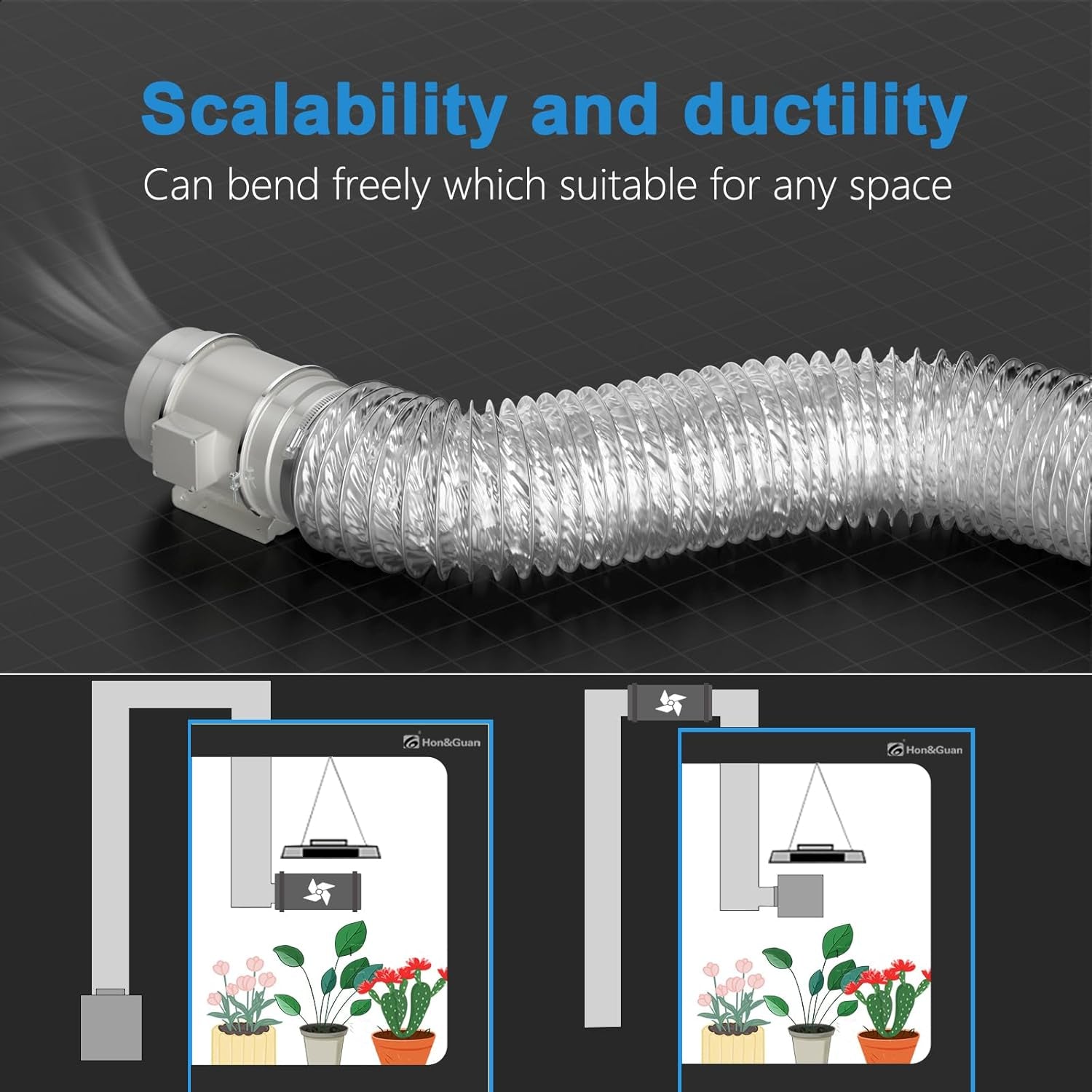 3 Inch Duct 6.56 Feet,  Flexible Dryer Vent Hose for Tight Space Dryer Exhaust Hose Aluminum Duct for Heating and Cooling Ventilation-With 2 Clamps.