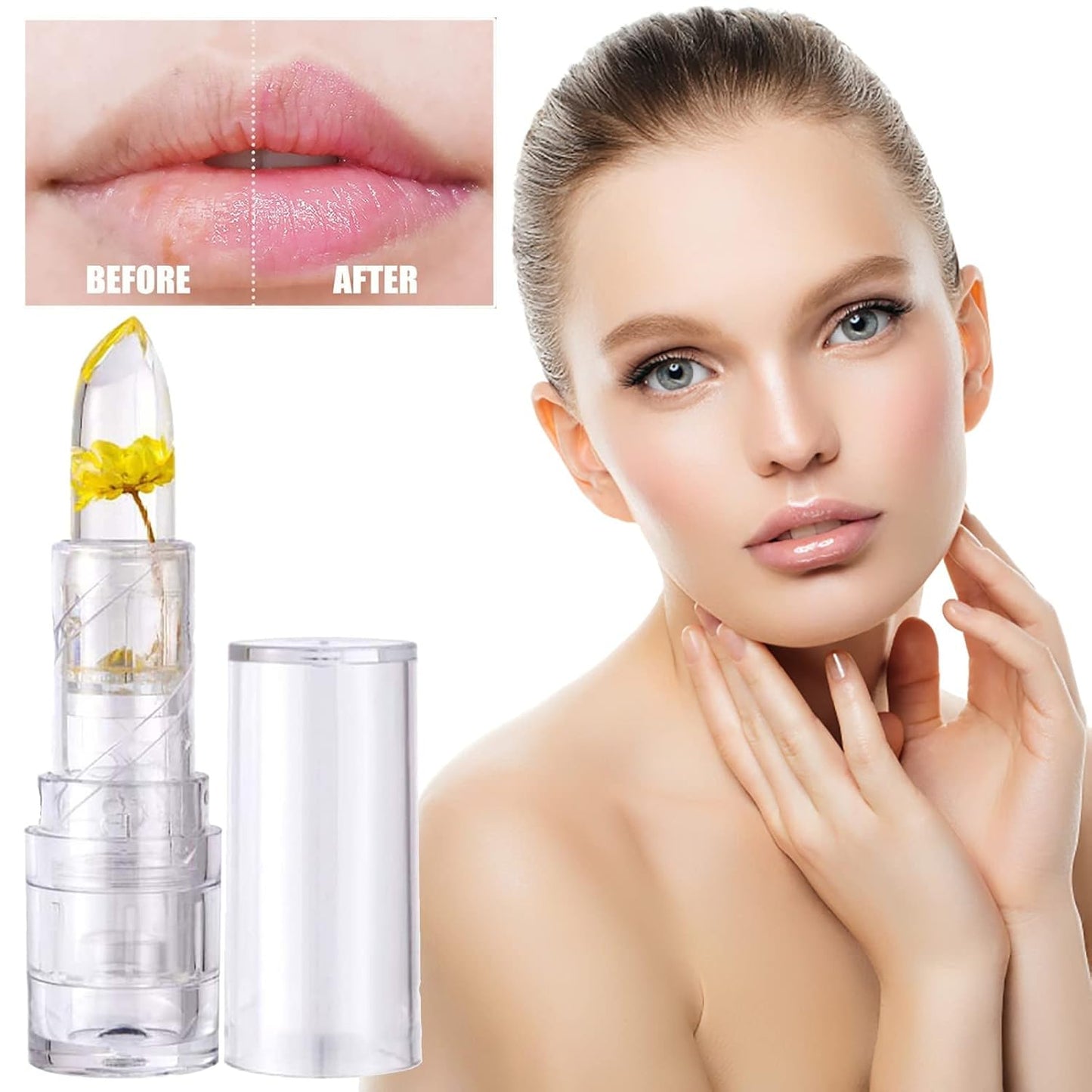 Tinted Lip Balm Flower Moisturizing Lipstick Moisturizing Lipstick Jelly Flower Lipstick Lip Balm Hydrating Moisturizing Hydrating Dry Cracking Sheer Lip Gloss