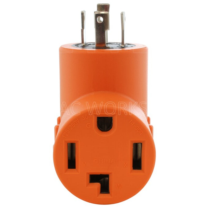 NEMA L14-30P to NEMA 14-30R 30 -Amp 4-Wire Single to Single Orange Basic Elbow Adapter