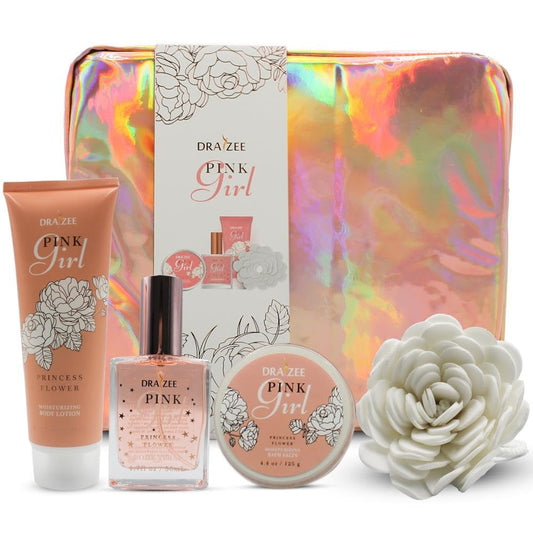 Luxury Spa Gift Baskets for Women-5 Pcs Princess Flower Scented Bath and Body Spa Set-Self Care Package, Gift for Mom-Bath Basket-Body Care Set for Girlfriend