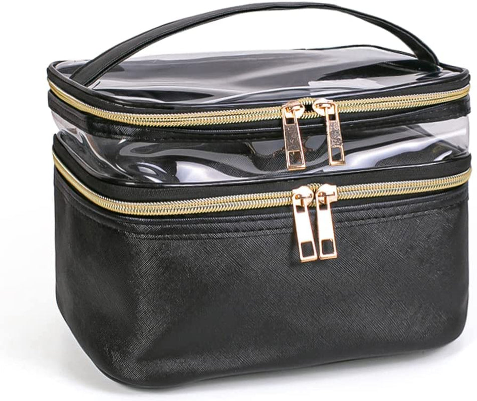 Travel Makeup Bag Makeup Organizer Bag Cosmetic Bag Makeup Bags for Women Cosmetics Cases Portable Waterproof Foldable Black