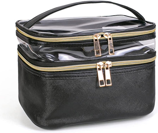 Travel Makeup Bag Makeup Organizer Bag Cosmetic Bag Makeup Bags for Women Cosmetics Cases Portable Waterproof Foldable Black