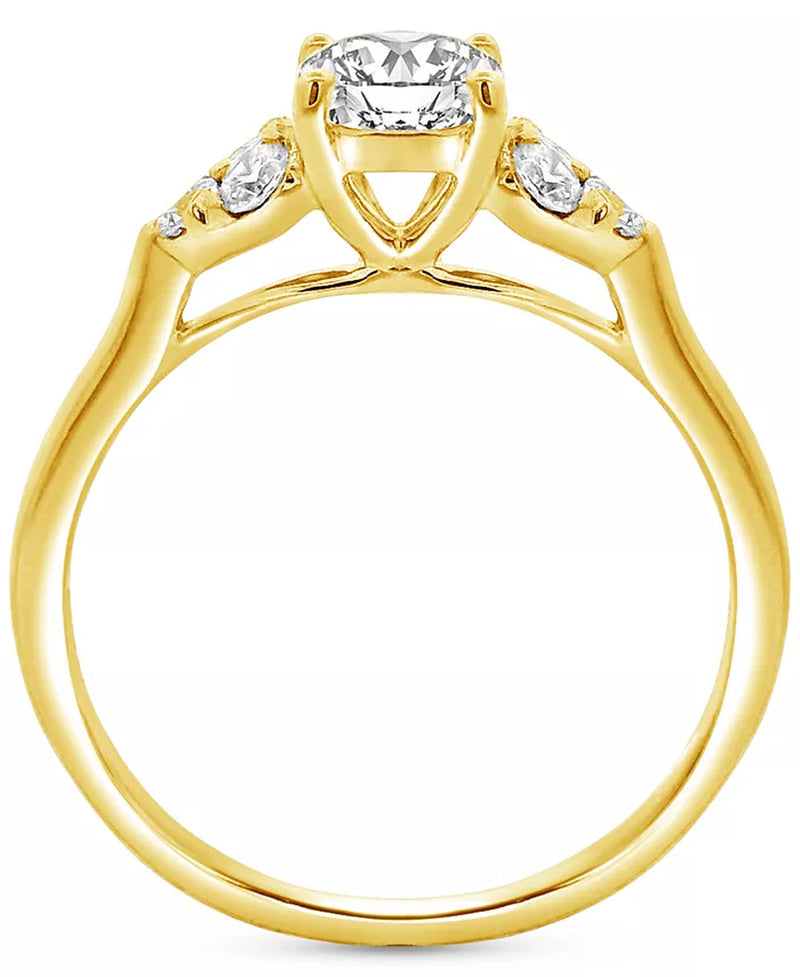 Diamond Shoulder Cluster Engagement Ring (1 Ct. T.W.) in 14K Gold