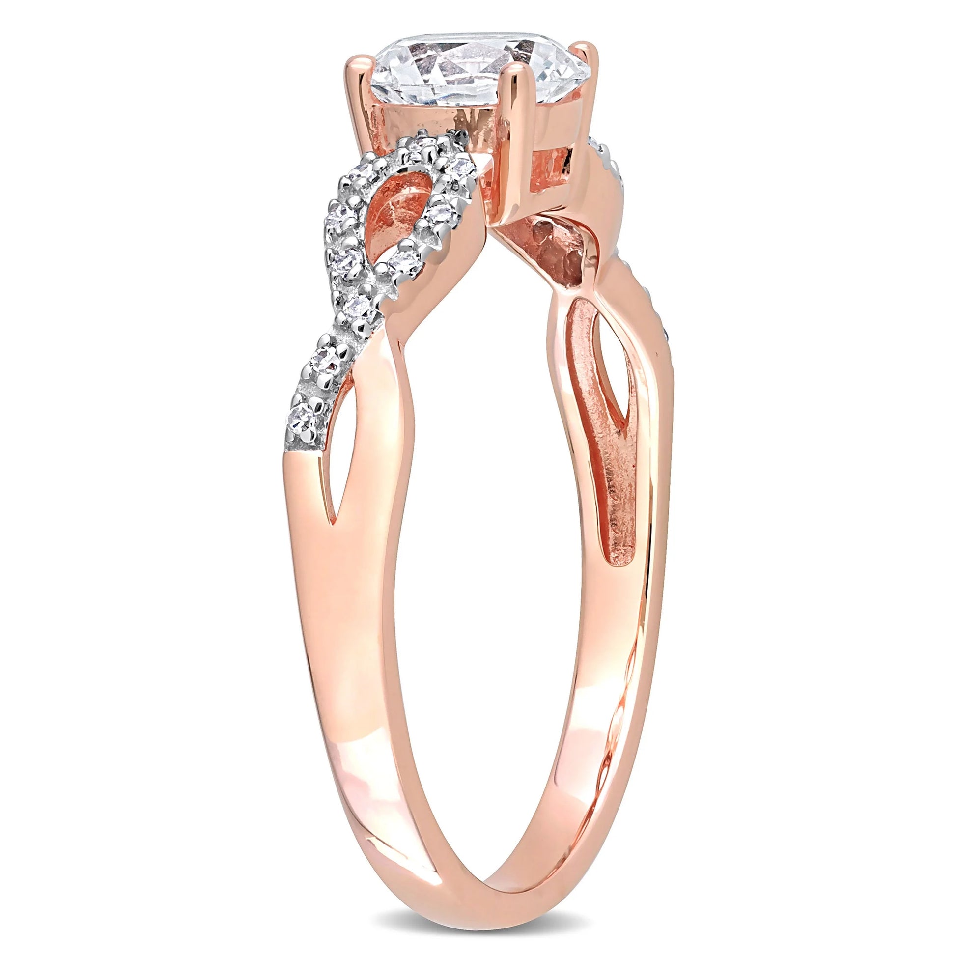 Women'S Created Sapphire 10K Rose Gold Engagement Ring