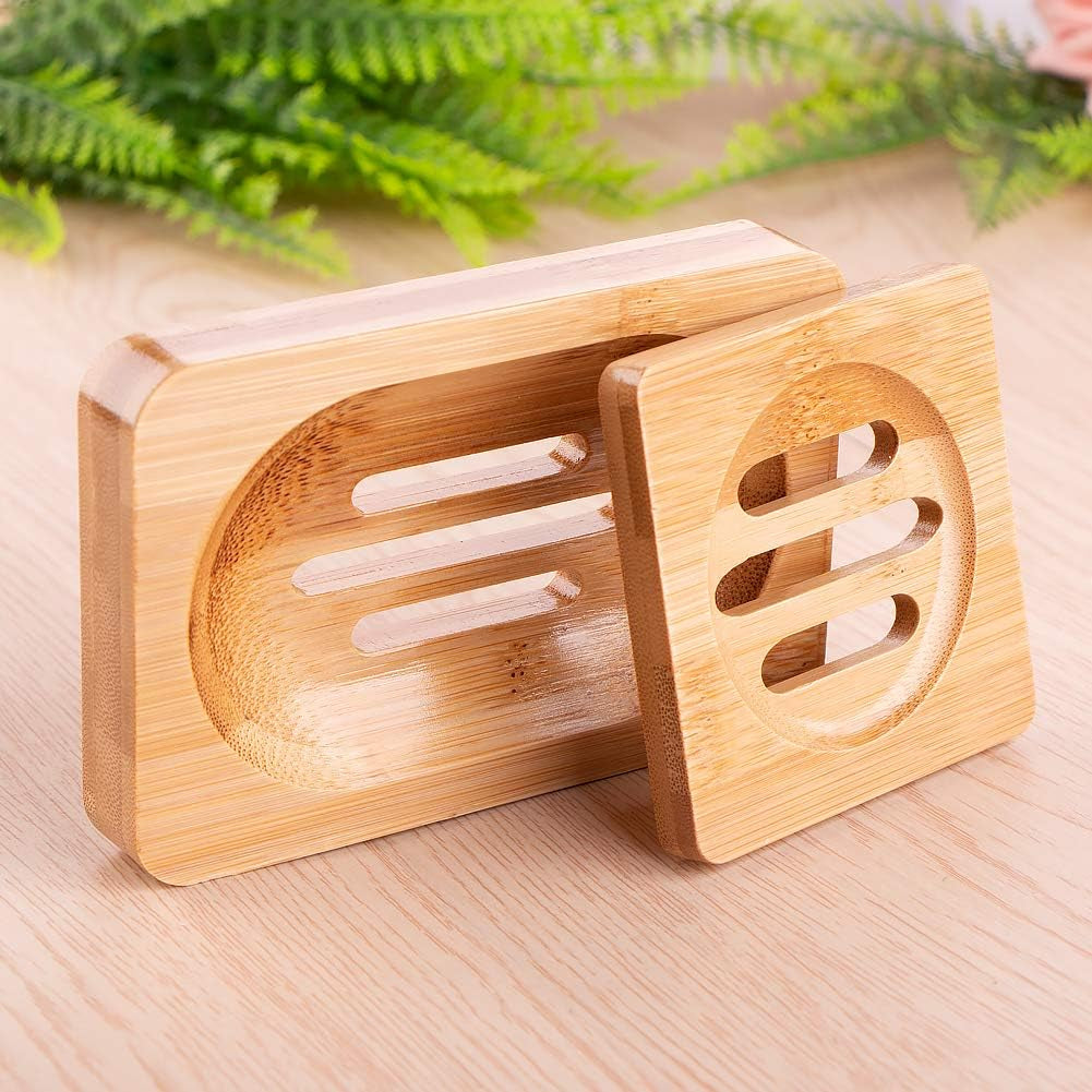 Bamboo Wood Soap Dish,Soap Dish Case Soap Tray,Natural Wooden Soap Holders for Shower,Home, Bathroom,Kitchen(3 Pieces)