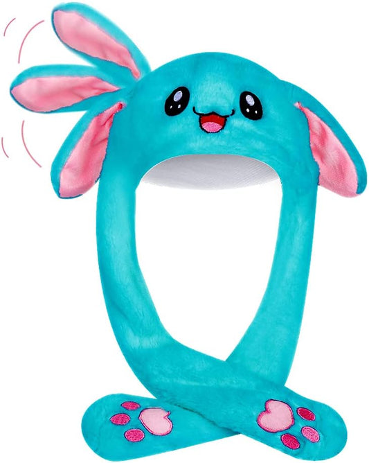 CENTER Rabbit Party Hats Christmas Hats for Adults Bunny Hat Rabbit Ears Mobile Jumping Cap Fun Hat (Blue)