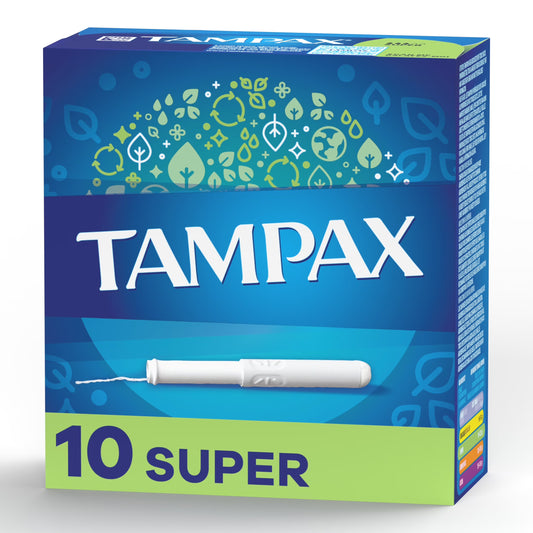 Cardboard Tampons Super Absorbency, Anti-Slip Grip, Leakguard Skirt, Unscented, 10 Count