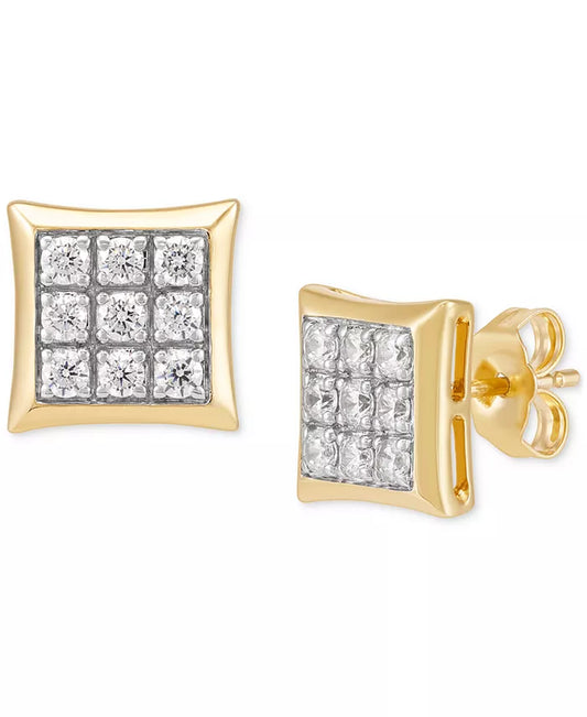 Men'S Lab Grown Diamond Square Cluster Stud Earrings (1/2 Ct. T.W.) in 10K Gold