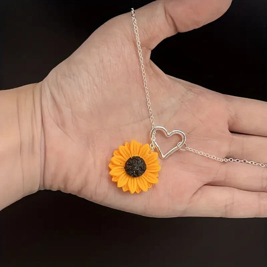 Yellow Sunflower Pendant Necklace Clavicular Chain Choker Fashion Jewelry Trendy