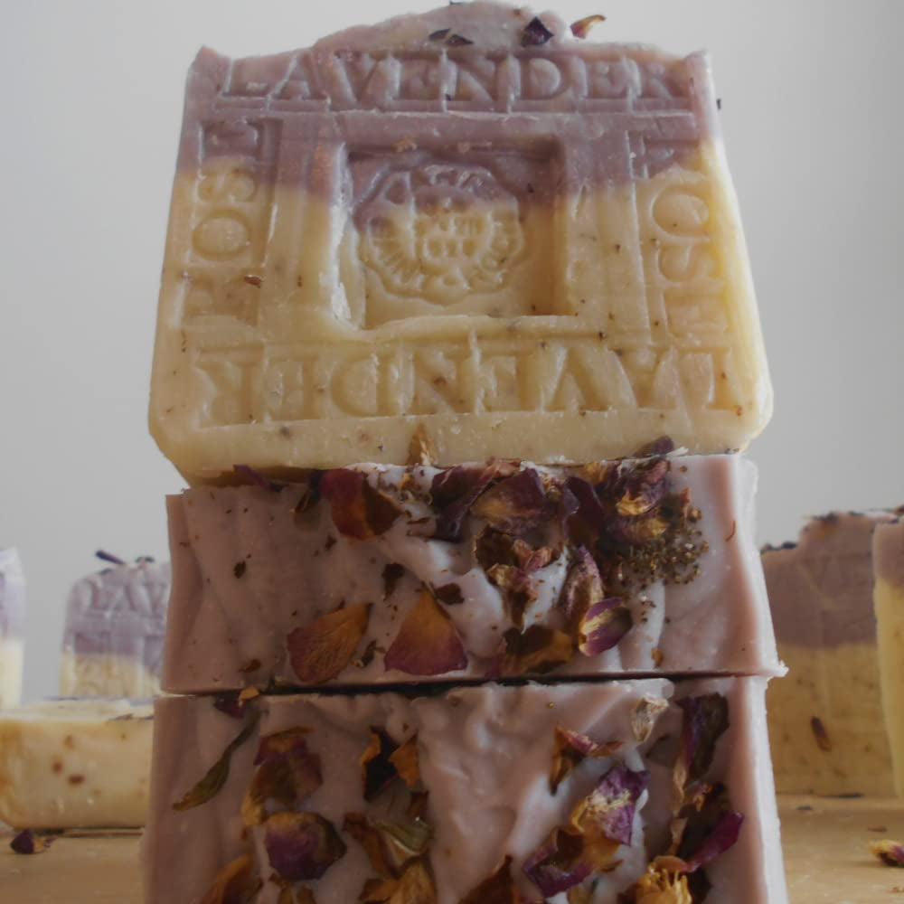 Provence Lavender Rose Soap with Crushed Rose Petals Handmade !