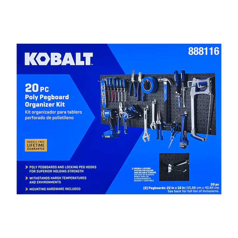 20 -Piece Polypropylene Pegboard Kit in Black 22-In W X 16-In H