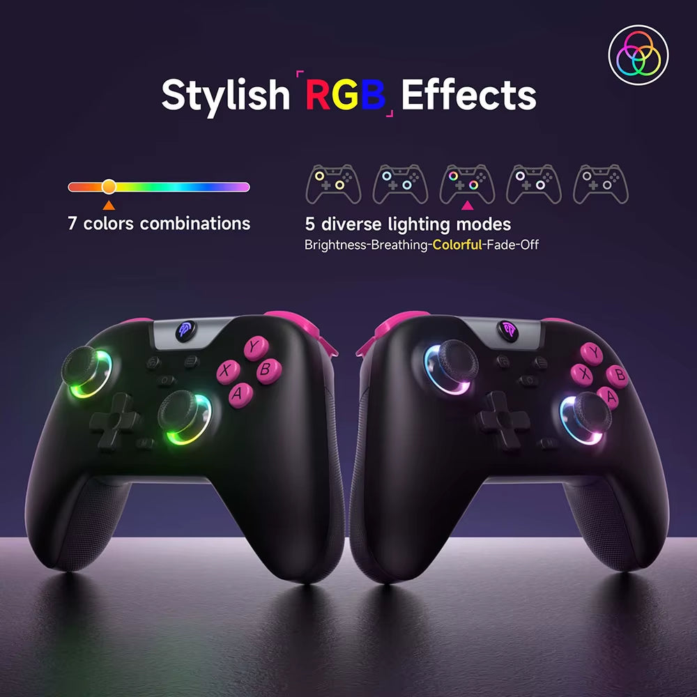 Easysmx X05 Wireless PC Gamepad Bluetooth Gaming Controller Compatible with Pc/Phone/Switch/Steam, Turbo RGB Hall Effect
