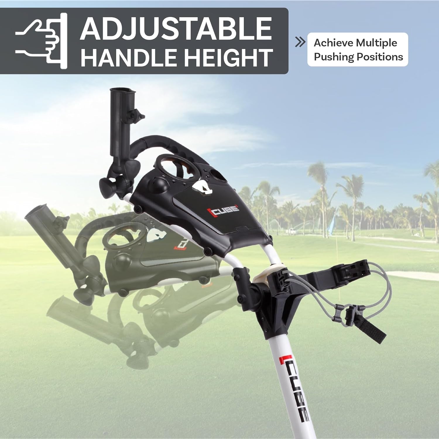 CART 3 Wheel Push Pull Golf CART - Two Step Open/Close - Smallest Folding Lightweight Golf CART in the World - Choose Color!
