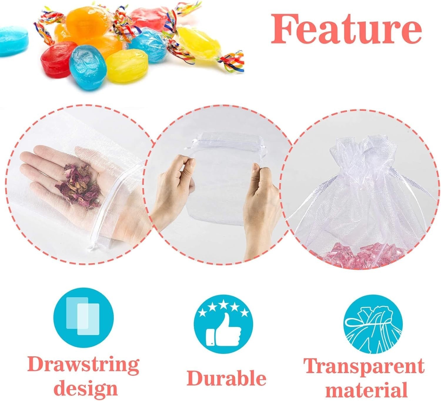 100 Pcs Organza Bags 5X7 Inch Jewelry Gift Pouch Drawstring