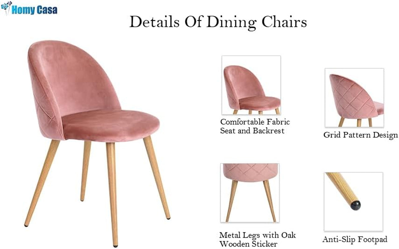 Dining Chairs Set of 2 Velvet Kitchen Chairs Set of 2, Scandinavian Style Accent Chair Set for Living Dining Room Lounge, Metal Legs and Soft Seats, 2PCS (Rose)