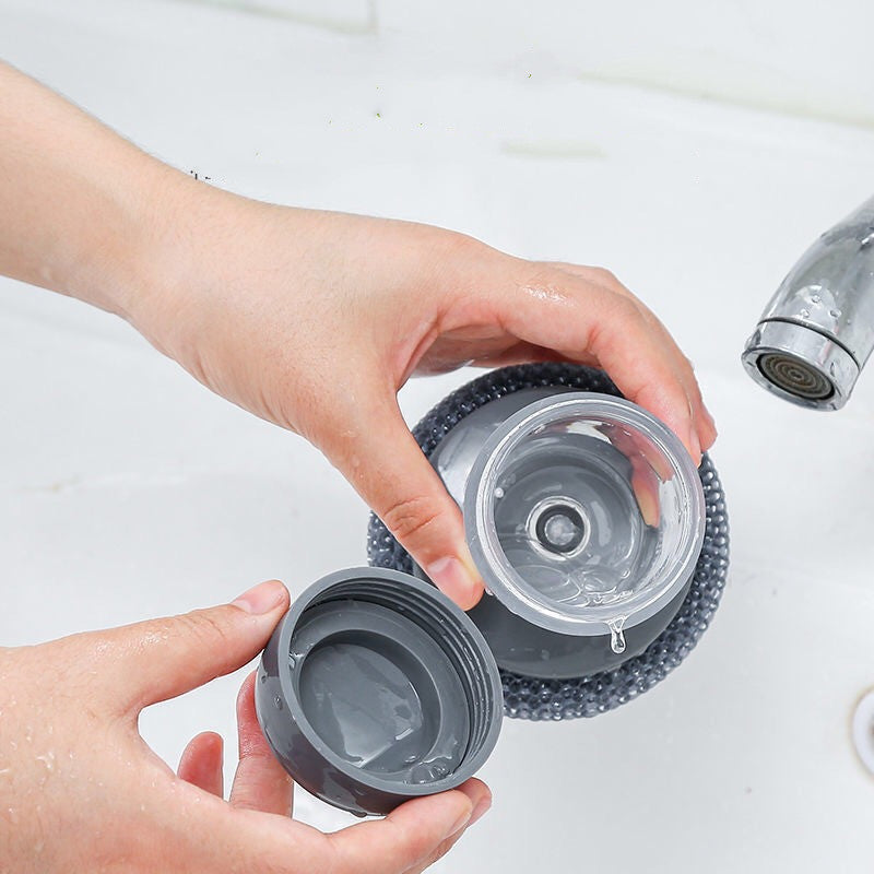 Kitchen Soap Dispensing Palm Brush Cleaner Push-Type Brush Kitchen Detergent Tools