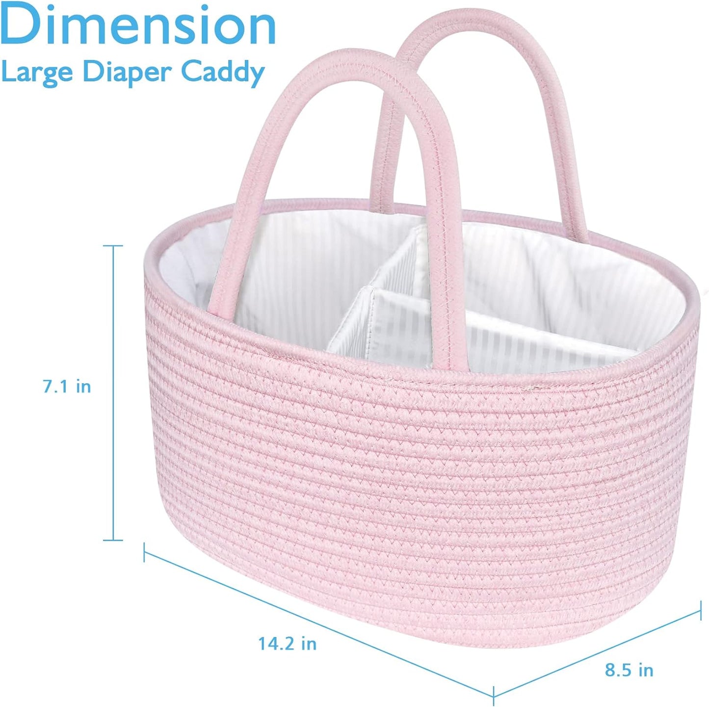 Diaper Caddy Organizer - Cotton Rope Nursery Storage Basket for Baby Essentials, Boys & Girls Shower Gift, Changing Table Organizer