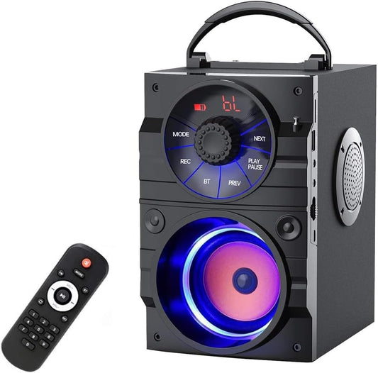 Portable Bluetooth Speaker with Subwoofer Wireless Speakers Outdoor/Indoor Big Support Remote Control FM Radio TF Card MP3 Player Party for Home Camping Iphone Computer PC