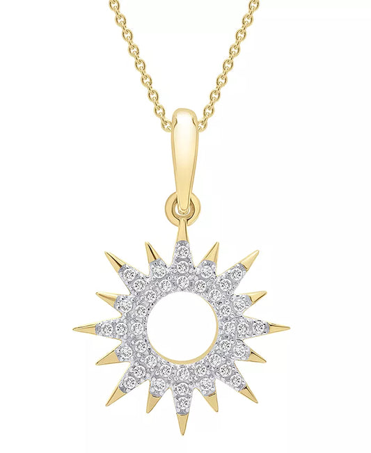 Diamond Sun Pendant Necklace (1/10 Ct. T.W.) in 14K Gold Created for Macy'S (Also Available in Black Diamond)