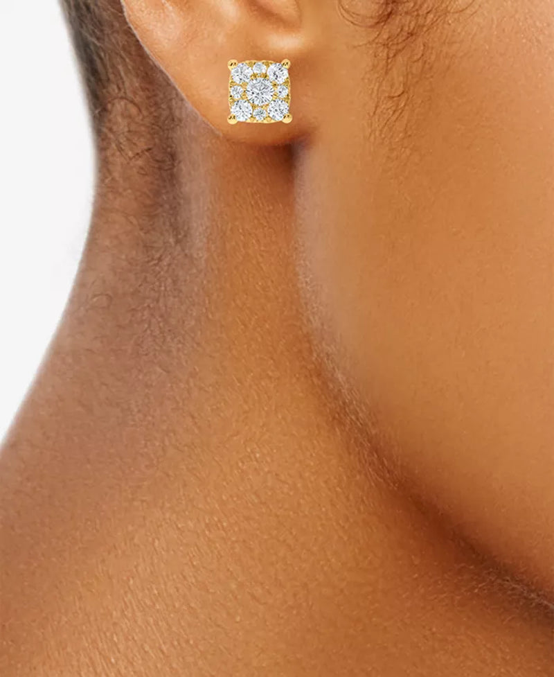 Diamond Square Cluster Stud Earrings (2 Ct. T.W.)