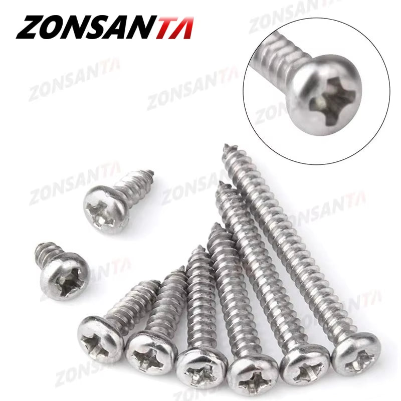 460Pcs M2 M3 M4 Phillips round Head Self Tapping Screw Set Stainless Steel Pan Head Wood Screws Assortment Kit