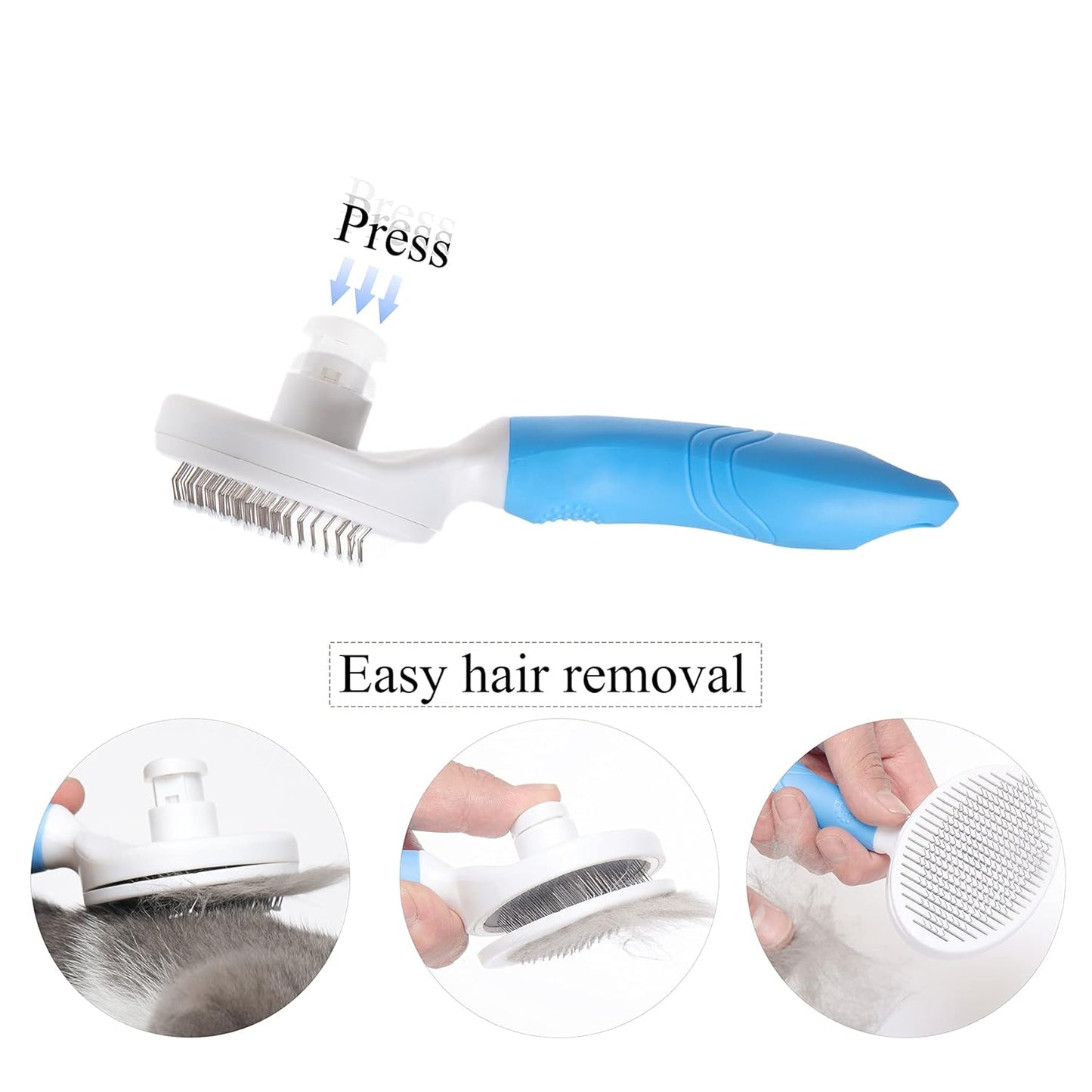 Cat Brush Shedding,Dog Grooming Supplies ; Cat Dogs Hairbrush Carding Hair Removal (Blue)