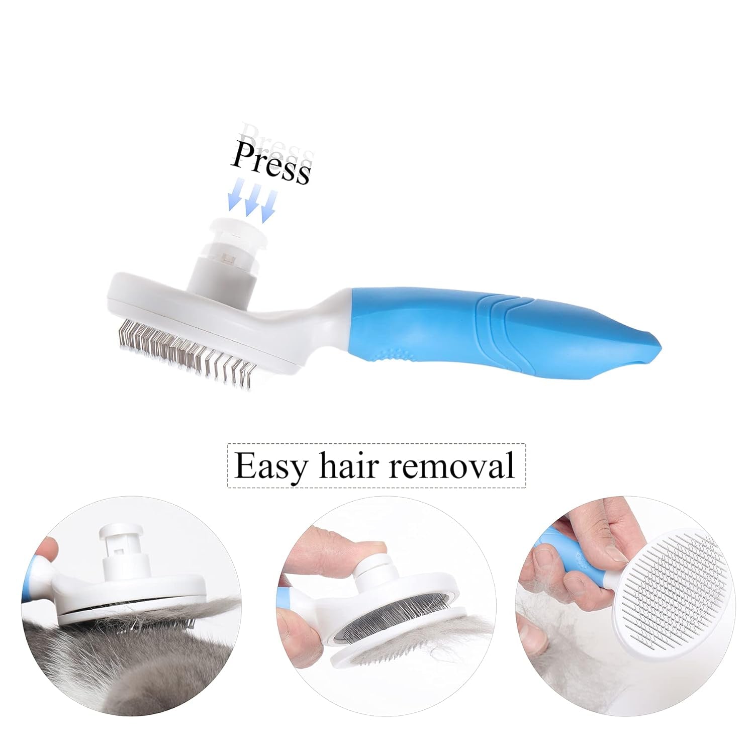 Cat Brush Shedding,Dog Grooming Supplies ; Cat Dogs Hairbrush Carding Hair Removal (Blue)