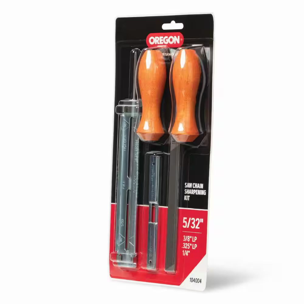 Chainsaw Sharpening Kit - Includes File Guide, 5/32 In. round File, Flat File and Depth Gauge Adjustment Tool 104004