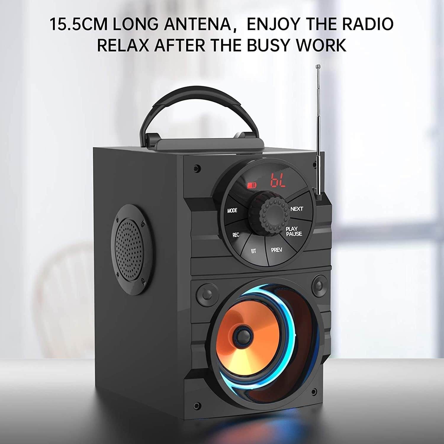 Portable Bluetooth Speaker with Subwoofer Wireless Speakers Outdoor/Indoor Big Support Remote Control FM Radio TF Card MP3 Player Party for Home Camping Iphone Computer PC